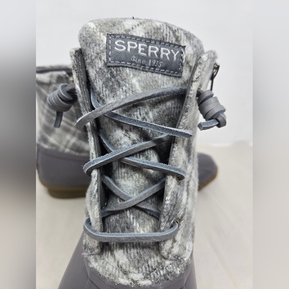 Sperry Top-sider Womens Saltwater Plaid Wool Blend Duck Boots Sz 9.5 Waterproof - Picture 15 of 16